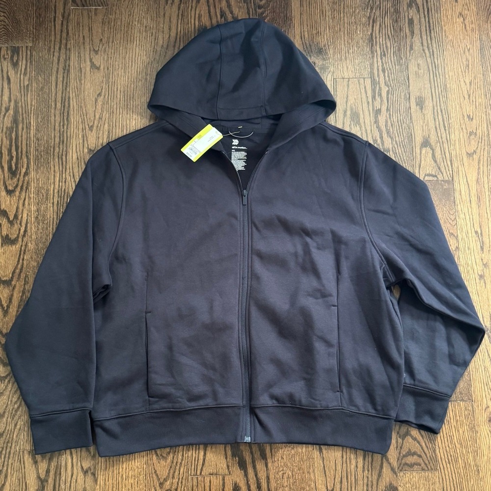 All in Motion Mens Full Zip Hoodie Black Soft Brushed XXL Activewear Jacket NEW